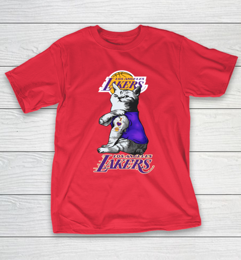 NBA Basketball My Cat Loves Los Angeles Lakers T-Shirt 9