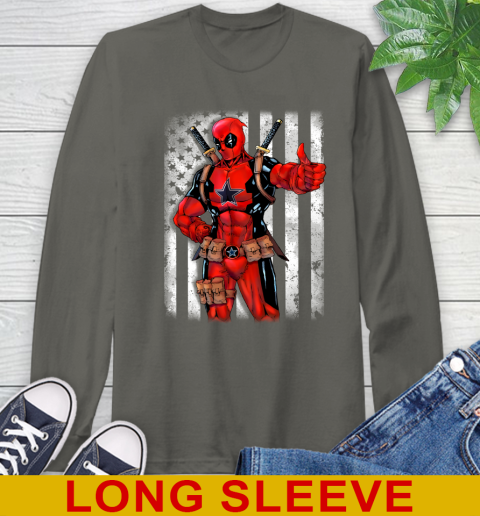 NFL Football Dallas Cowboys Deadpool American Flag Shirt Long Sleeve T-Shirt 10