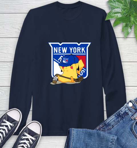 NHL Pikachu Hockey Sports New York Rangers Long Sleeve T-Shirt 4