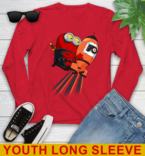 NHL Hockey Philadelphia Flyers Deadpool Minion Marvel Shirt Youth Long Sleeve 11