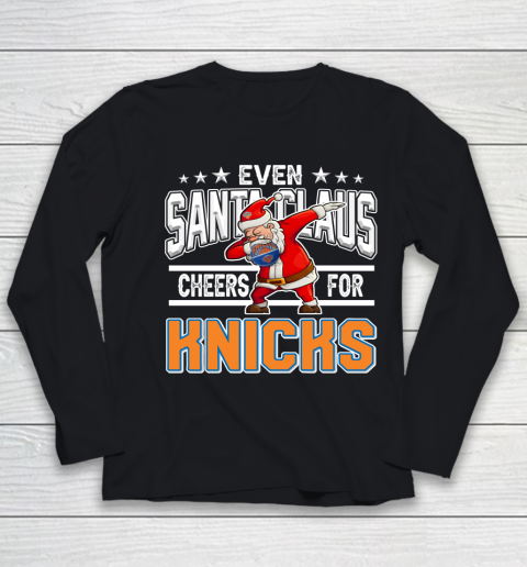 New York Knicks Even Santa Claus Cheers For Christmas NBA Youth Long Sleeve