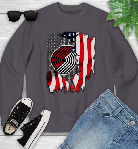 Portland Trail Blazers NBA Basketball American Flag Youth Sweatshirt 5