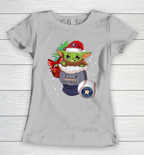 Houston Astros Christmas Baby Yoda Star Wars Funny Happy MLB Women's T-Shirt 6