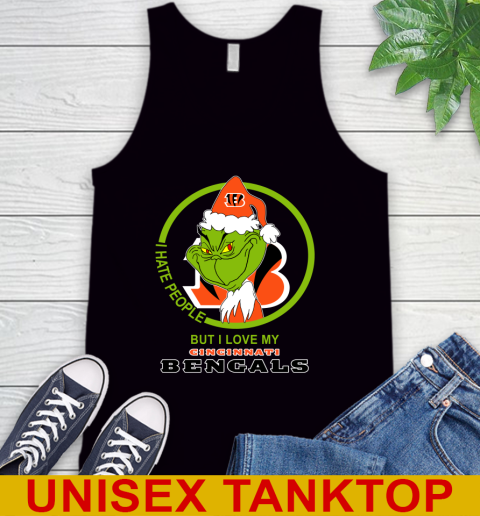 Cincinnati Bengals NFL Christmas Grinch I Hate People But I Love My Favorite Football Team Tank Top 2