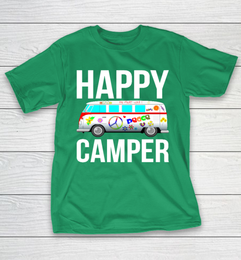 Happy Camper Camping Van Peace Sign Hippies 1970s Campers T-Shirt 5