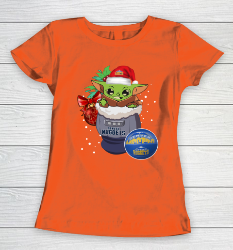 Denver Nuggets Christmas Baby Yoda Star Wars Funny Happy NBA Women's T-Shirt 5