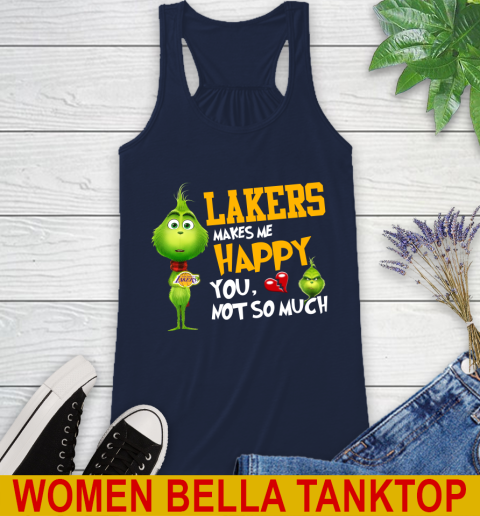 NBA Los Angeles Lakers Makes Me Happy You Not So Much Grinch Basketball Sports Racerback Tank 9