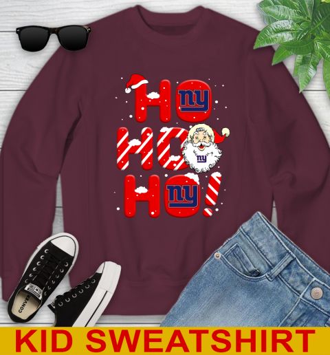 New York Giants NFL Football Ho Ho Ho Santa Claus Merry Christmas Shirt Youth Sweatshirt 4