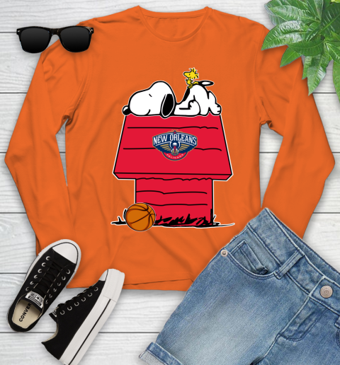 New Orleans Pelicans NBA Basketball Snoopy Woodstock The Peanuts Movie Youth Long Sleeve 4