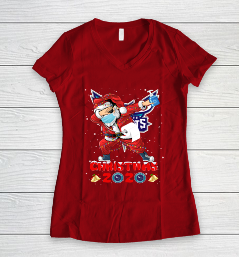 Charlotte Hornets Funny Santa Claus Dabbing Christmas 2020 NBA Women's V-Neck T-Shirt 8