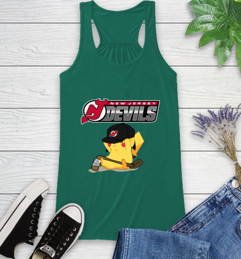 NHL Pikachu Hockey Sports New Jersey Devils Racerback Tank 7
