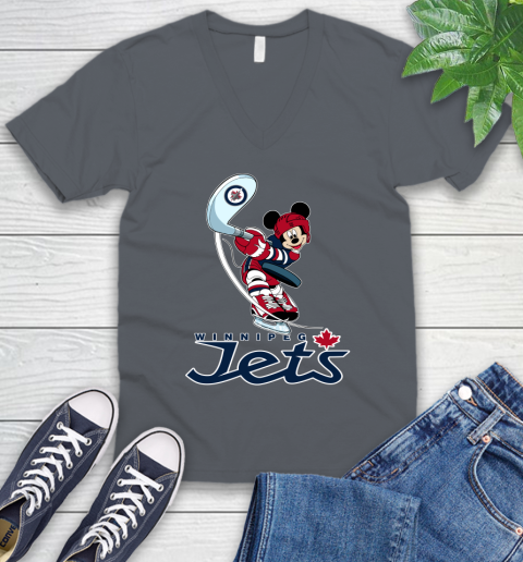 NHL Hockey Winnipeg Jets Cheerful Mickey Mouse Shirt V-Neck T-Shirt 5