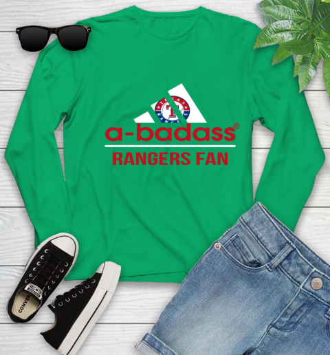 MLB A Badass Texas Rangers Fan Adidas Baseball Sports Youth Long Sleeve 7