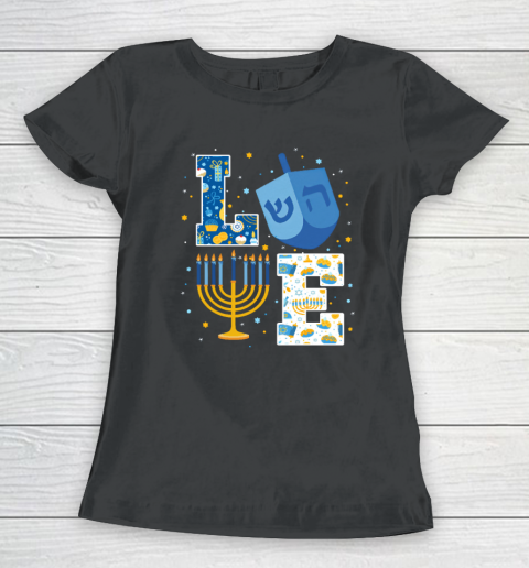 LOVE Cute Hanukkah Decorations Dreidel Menorah Chanukah Women's T-Shirt