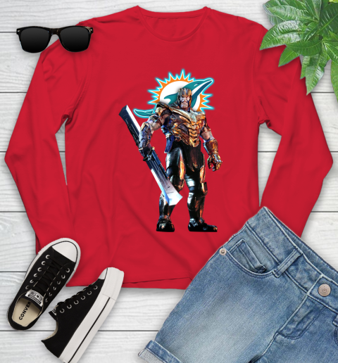 NFL Thanos Gauntlet Avengers Endgame Football Miami Dolphins Youth Long Sleeve 11
