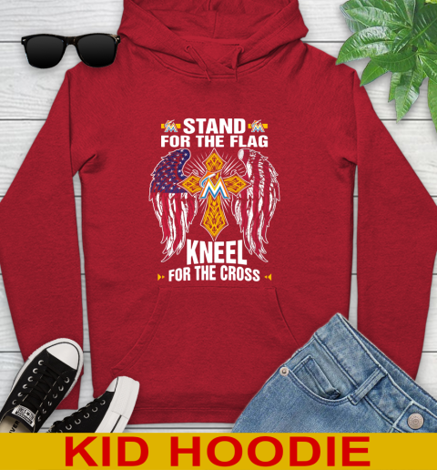 MLB Baseball Miami Marlins Stand For Flag Kneel For The Cross Shirt Youth Hoodie 11