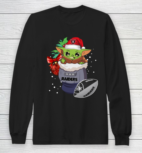 Oakland Raiders Christmas Baby Yoda Star Wars Funny Happy NFL Long Sleeve T-Shirt