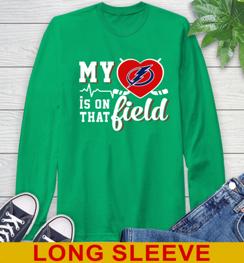 NHL My Heart Is On That Field Hockey Sports Tampa Bay Lightning Long Sleeve T-Shirt 8