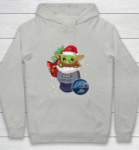 Utah Jazz Christmas Baby Yoda Star Wars Funny Happy NBA Youth Hoodie 2