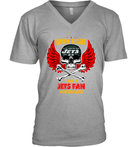 NFL Damn Right I Am A New York Jets Win Or Lose Skull Football Sports (1) 0MZsAYw5qTs v neck unisex 8 95 151514 front sport grey