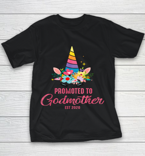 Womens Promoted To Godmother 2020 Costume Unicorn Baby Shower Gift Youth T-Shirt
