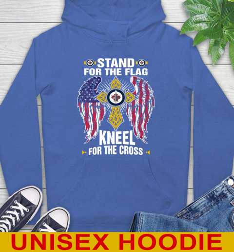 NHL Hockey Winnipeg Jets Stand For Flag Kneel For The Cross Shirt Hoodie 9