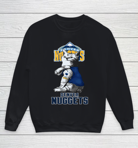 NBA Basketball My Cat Loves Denver Nuggets Youth Sweatshirt
