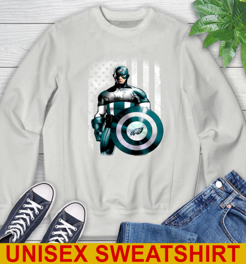 Philadelphia Eagles NFL Football Captain America Marvel Avengers American Flag Shirt Sweatshirt 5