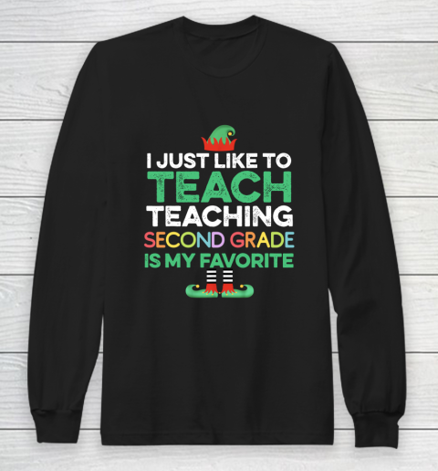 Elf Teacher Teaching 2nd second Grade Is My Favorite Christmas Long Sleeve T-Shirt