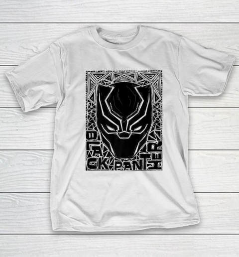 Marvel Black Panther Mask Woodcut Portrait T-Shirt