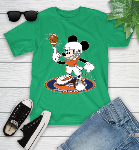 NFL Football Denver Broncos Cheerful Mickey Disney Shirt Youth T-Shirt 6