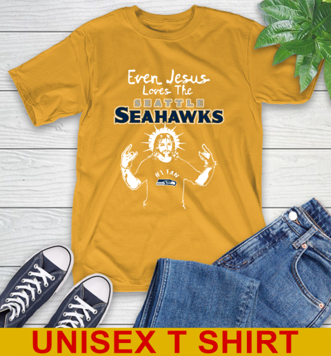 Seattle Seahawks NFL Football Even Jesus Loves The Seahawks Shirt T-Shirt 2