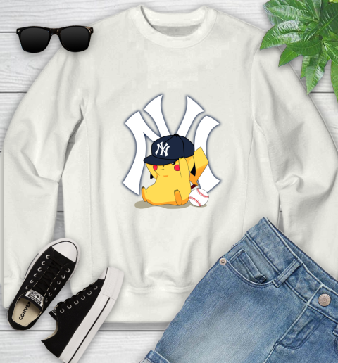 MLB Pikachu Baseball Sports New York Yankees Youth Sweatshirt
