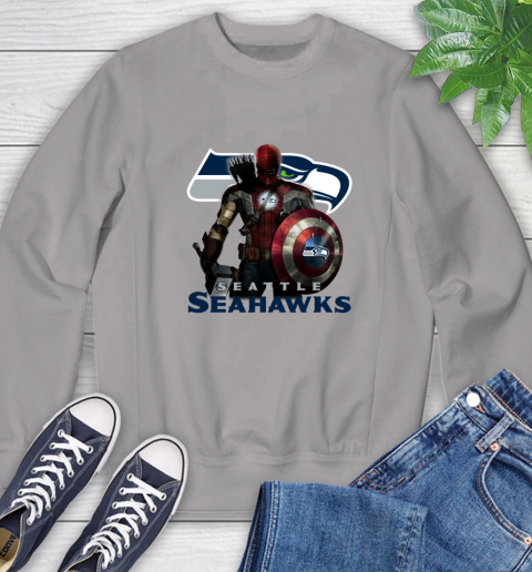 NFL Captain America Thor Spider Man Hawkeye Avengers Endgame Football Seattle Seahawks Sweatshirt 5