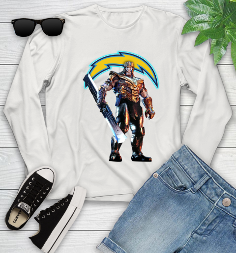NFL Thanos Gauntlet Avengers Endgame Football San Diego Chargers Youth Long Sleeve 12
