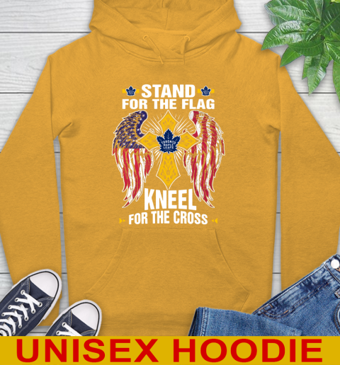 NHL Hockey Toronto Maple Leafs Stand For Flag Kneel For The Cross Shirt Hoodie 2