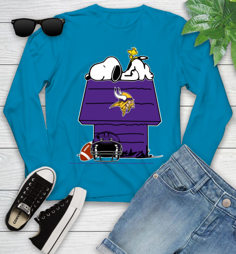 Minnesota Vikings NFL Football Snoopy Woodstock The Peanuts Movie Youth Long Sleeve 7