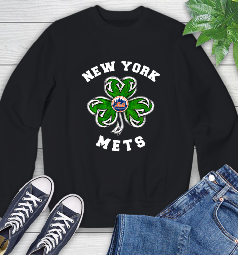 MLB New York Mets Three Leaf Clover St Patrick's Day Baseball Sports Sweatshirt
