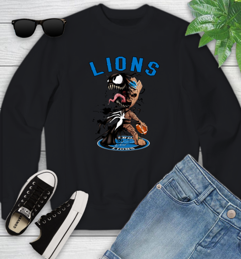 NFL Detroit Lions Football Venom Groot Guardians Of The Galaxy Youth Sweatshirt 2