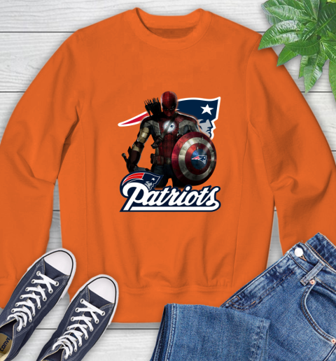 NFL Captain America Thor Spider Man Hawkeye Avengers Endgame Football New England Patriots Sweatshirt 4
