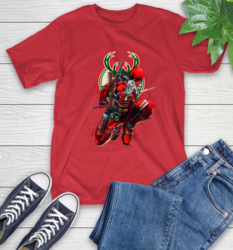NBA Deadpool Marvel Comics Sports Basketball Milwaukee Bucks T-Shirt 10