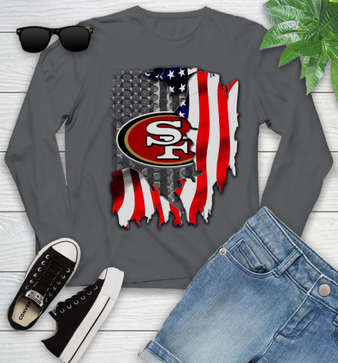 San Francisco 49ers NFL Football American Flag Youth Long Sleeve 9