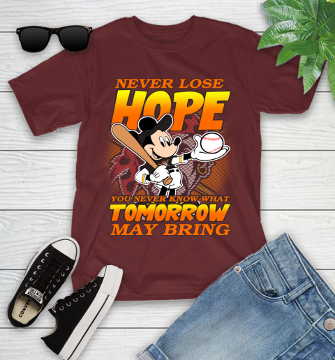 Pittsburgh Pirates MLB Baseball Mickey Disney Never Lose Hope Youth T-Shirt 14
