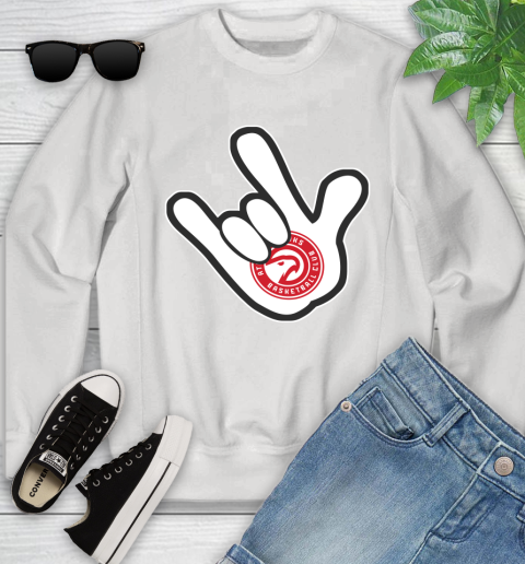 Atlanta Hawks NBA Basketball Mickey Rock Hand Disney Youth Sweatshirt