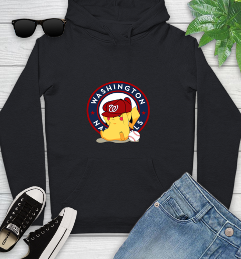 MLB Pikachu Baseball Sports Washington Nationals Youth Hoodie 2
