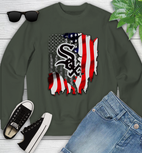 Chicago White Sox MLB Baseball American Flag Youth Sweatshirt 9
