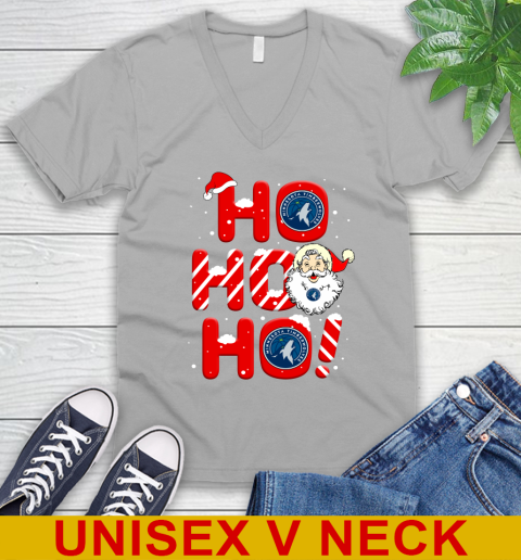 Minnesota Timberwolves NBA Basketball Ho Ho Ho Santa Claus Merry Christmas Shirt V-Neck T-Shirt 3