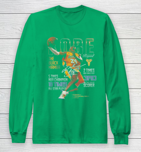 Kobe Bryant The Black Mamba 5 Times NBA Champions Signatures Long Sleeve T-Shirt 4
