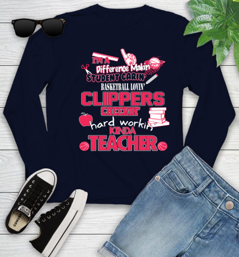 LA Clippers NBA I'm A Difference Making Student Caring Basketball Loving Kinda Teacher (1) Youth Long Sleeve 2