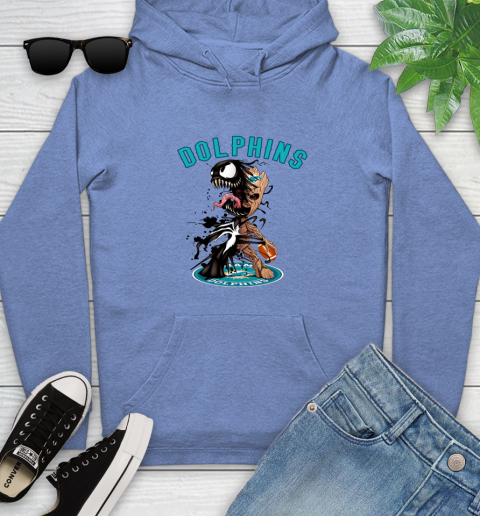 NFL Miami Dolphins Football Venom Groot Guardians Of The Galaxy Youth Hoodie 12